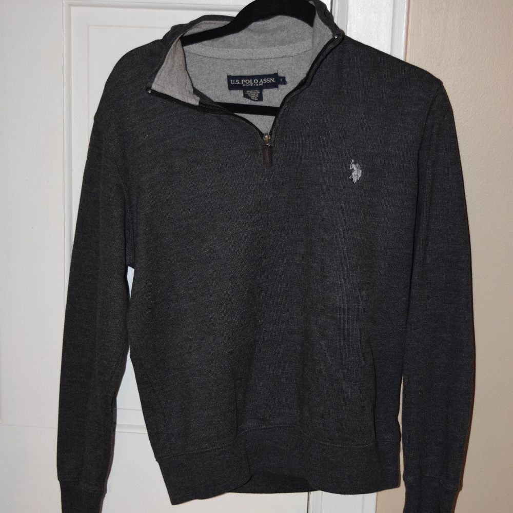 US Polo Assn. Grey Quarter Zip Sweater